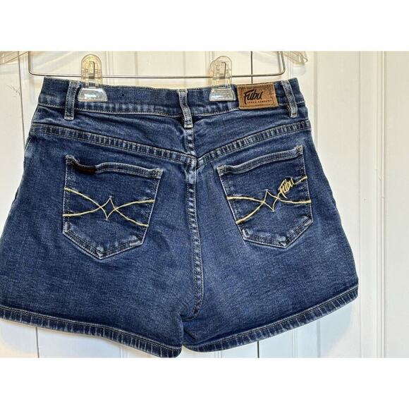 FUBU Jean Shorts Ladies Y2K Stitched Pockets 9 10 Mini Stretch Logo - Picture 1 of 6